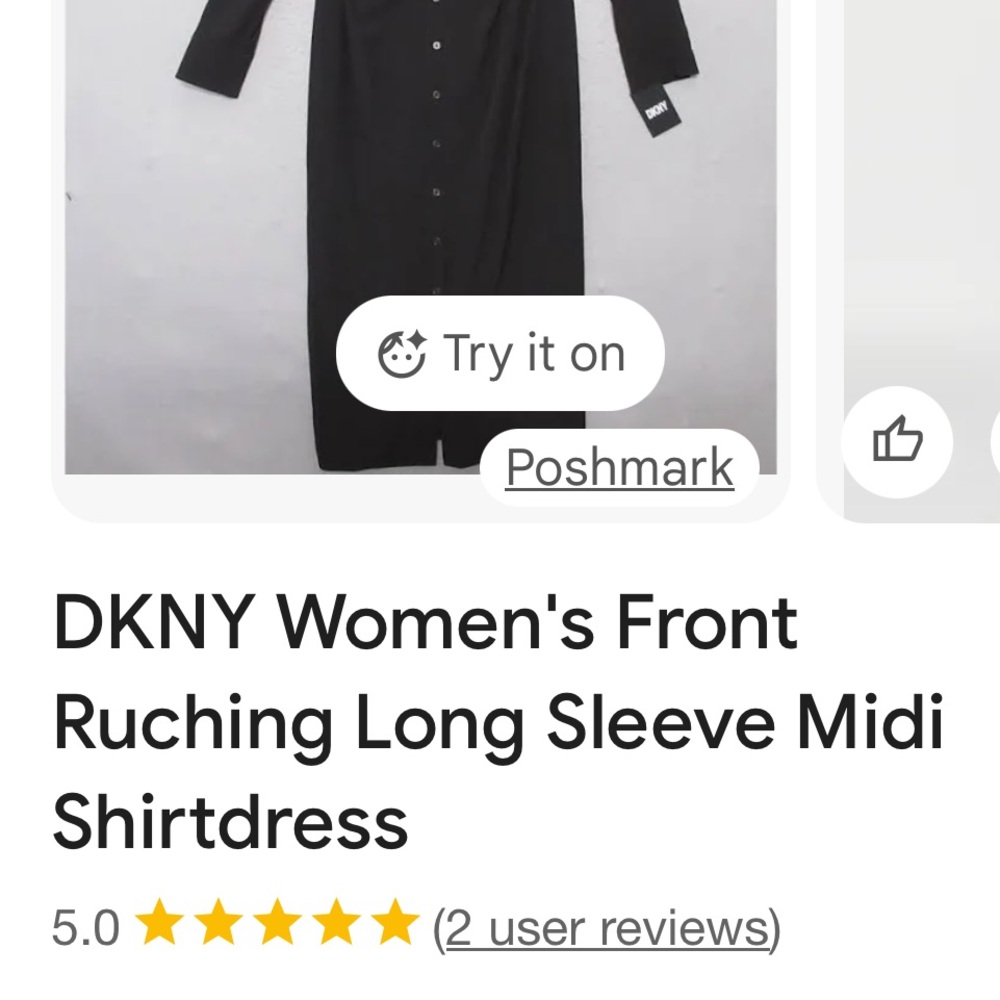 DKNY Elegant Black Long Sleeve Dress